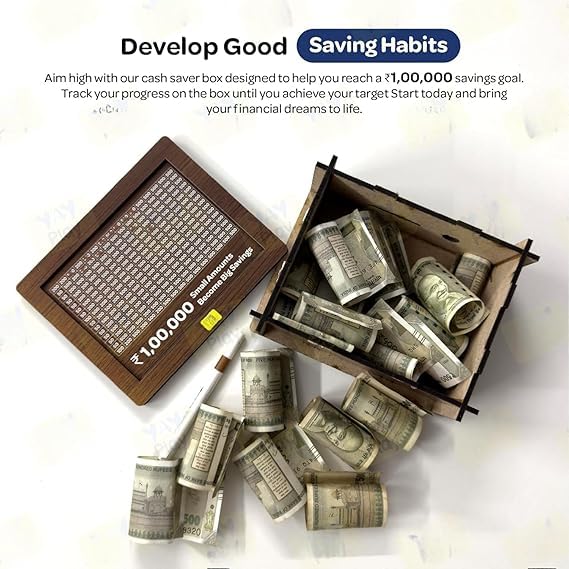 Wooden Money/Piggy Bank, Money Box, Carved Design for Kids/Children.