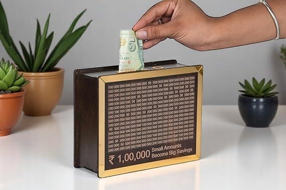 Wooden Money/Piggy Bank, Money Box, Carved Design for Kids/Children.