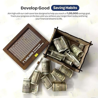 Wooden Money/Piggy Bank, Money Box,  Carved Design for Kids/Children.