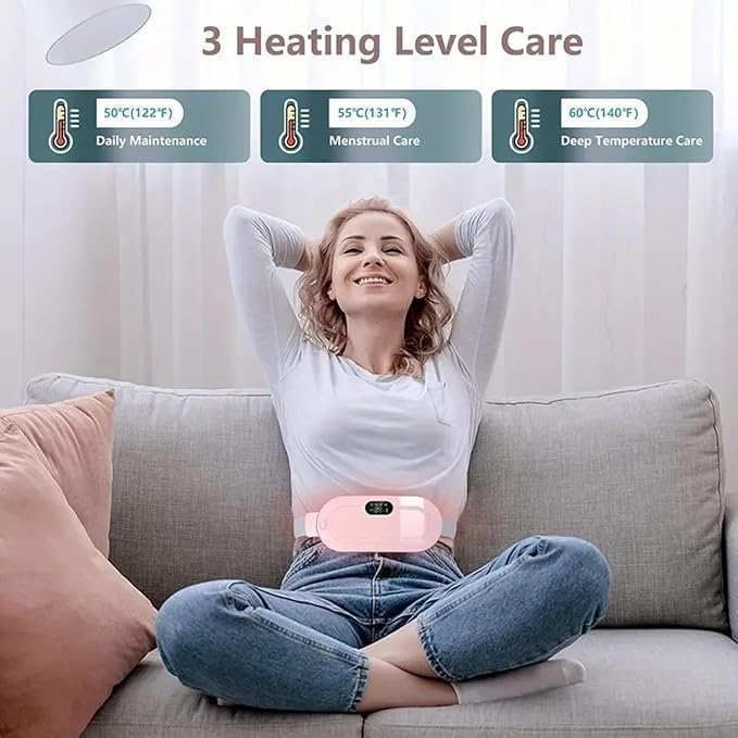 Portable Cordless Heating Pad for Menstrual Cramps Relief, for Stomach, Speed Temperature Adjustment and Speed Massage Modes, Back and Belly Heating Pad for Women