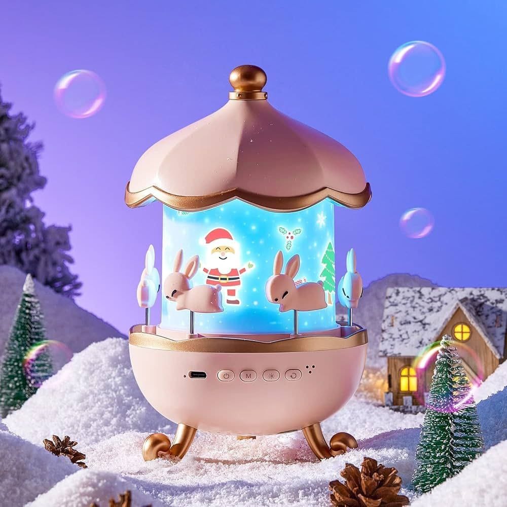 Night Light Rabbit Sky Projector for Kids – 360° Rotating Lamp with 6 Films, 5 Colours, 1200mAh Rechargeable Battery, Bedroom & Office Decor, Birthday Gift for Children
